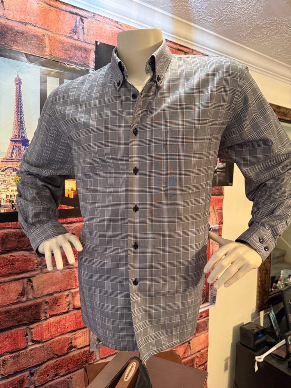 Paul Fredrick Black & White Plaid Cotton Button-Up - Picture 17 of 17